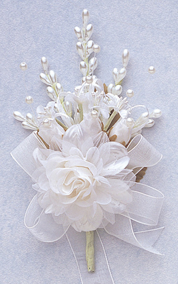 White Quinceanera Roses Corsage