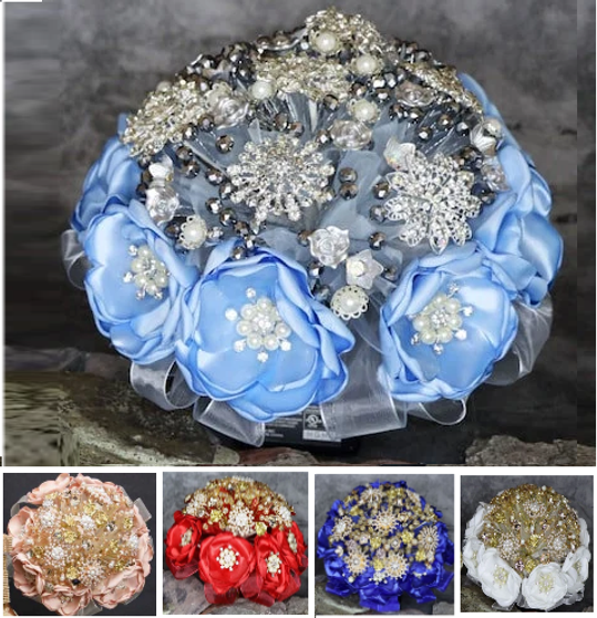 Blue and Silver Quinceanera Flower Bouquet