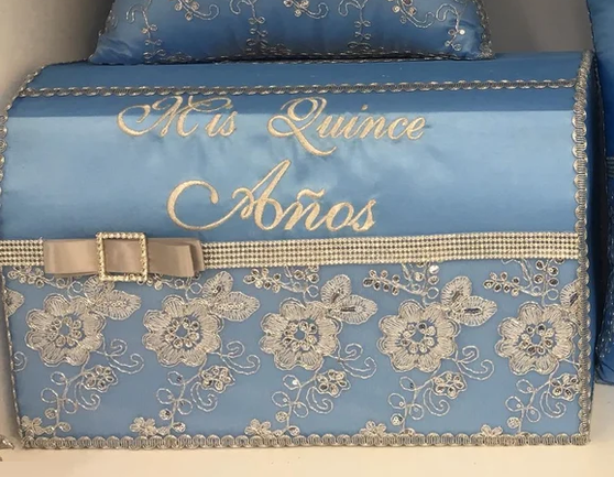 Laced Light Blue Quinceanera Gift Box