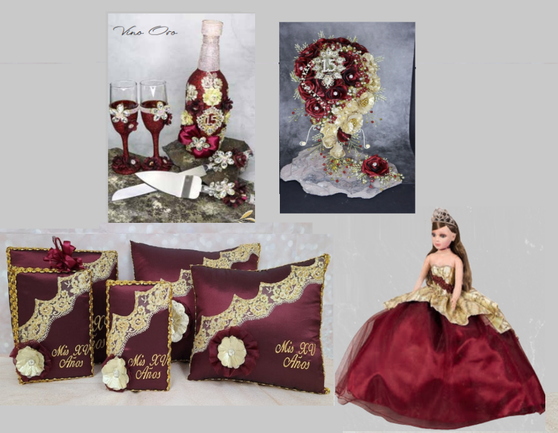 Laced Burgundy Quinceanera Package