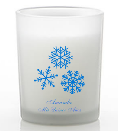 Winter Quinceanera Personalized Candle Holder