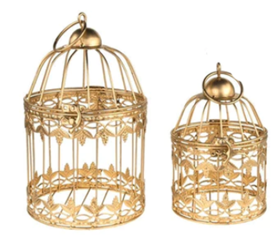 Gold Wire Bird Cage Set of 2