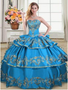 Blue Gold Quinceanera Dress