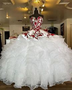 White and Red Charro Quinceanera Dress