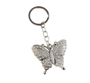 Silver Butterfly Crystal Rhinestone Keychain - Pack of 12