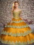 Ruffled Layers Gold Quinceanera Dress