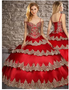 Ruffled Layers Red Quinceanera Dress