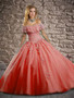 Off  the shoulder Coral Quinceanera Dress