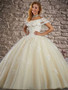 Off  the shoulder White Quinceanera Dress