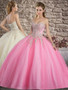 Beaded Applique Pink Quinceanera Dress