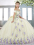 Floral Champagne Quinceanera Dress