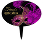 Purple Personalized Mask Quinceanera Cake Topper