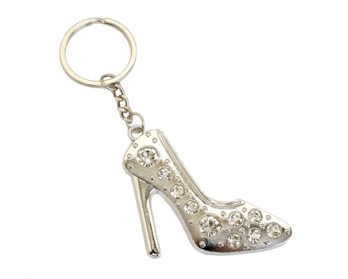 Silver Crystal Rhinestone High Heel Keychain- Quinceanera Style