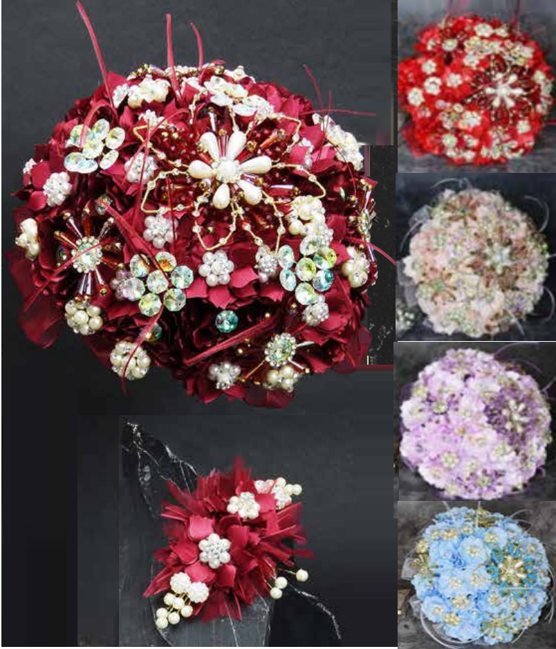 Red and Gold Quinceanera Flower Bouquet