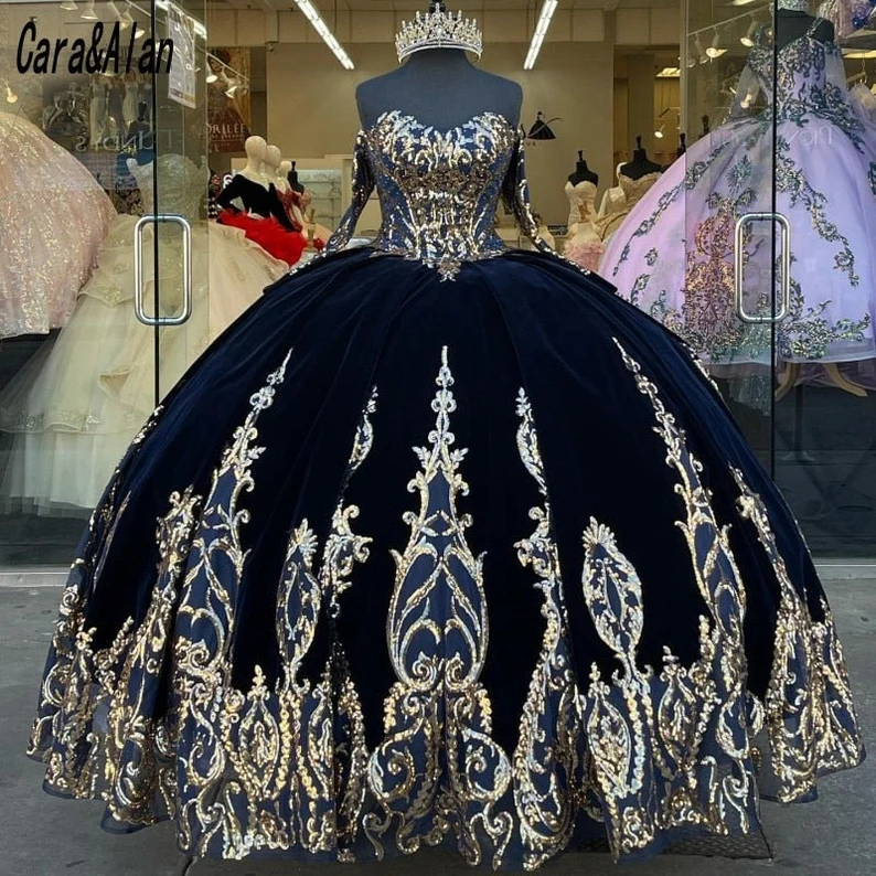 dark blue quinceanera dresses