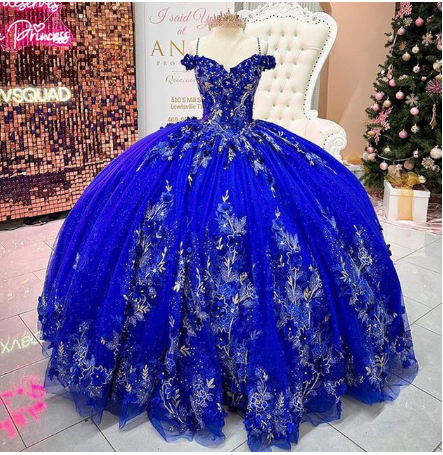 Best Royal Blue Quinceanera Dresses Beaded Lace Off Shoulder Sweet 16 –  MyChicDress