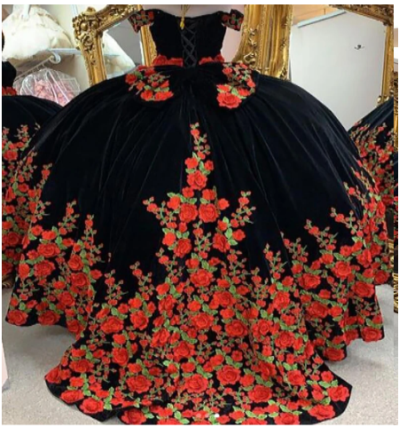 red and black quinceanera dresses