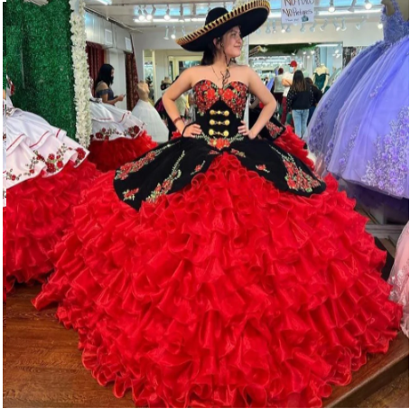 red and black quinceanera dresses