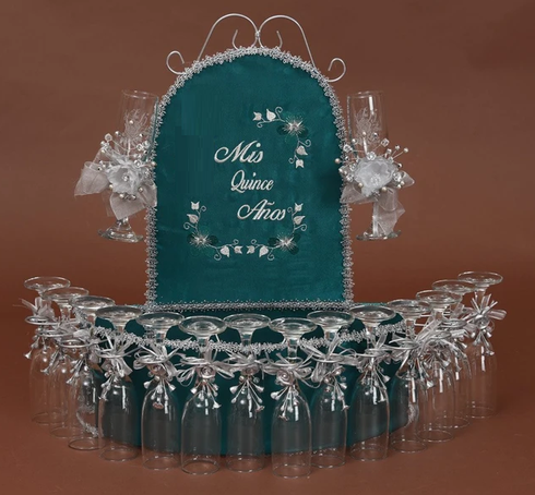 Download Hunter Green Toasting Glasses Set - Quinceanera Style