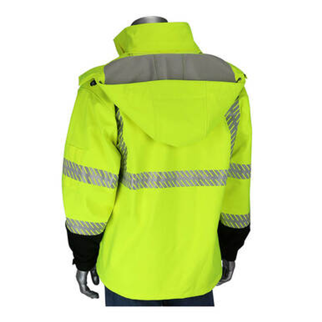 Protectx High Visibility Safety Waterproof Bomber Jacket for Men, Hi Vis Reflective Winter Construction Jacket, Black, Medium, Men's