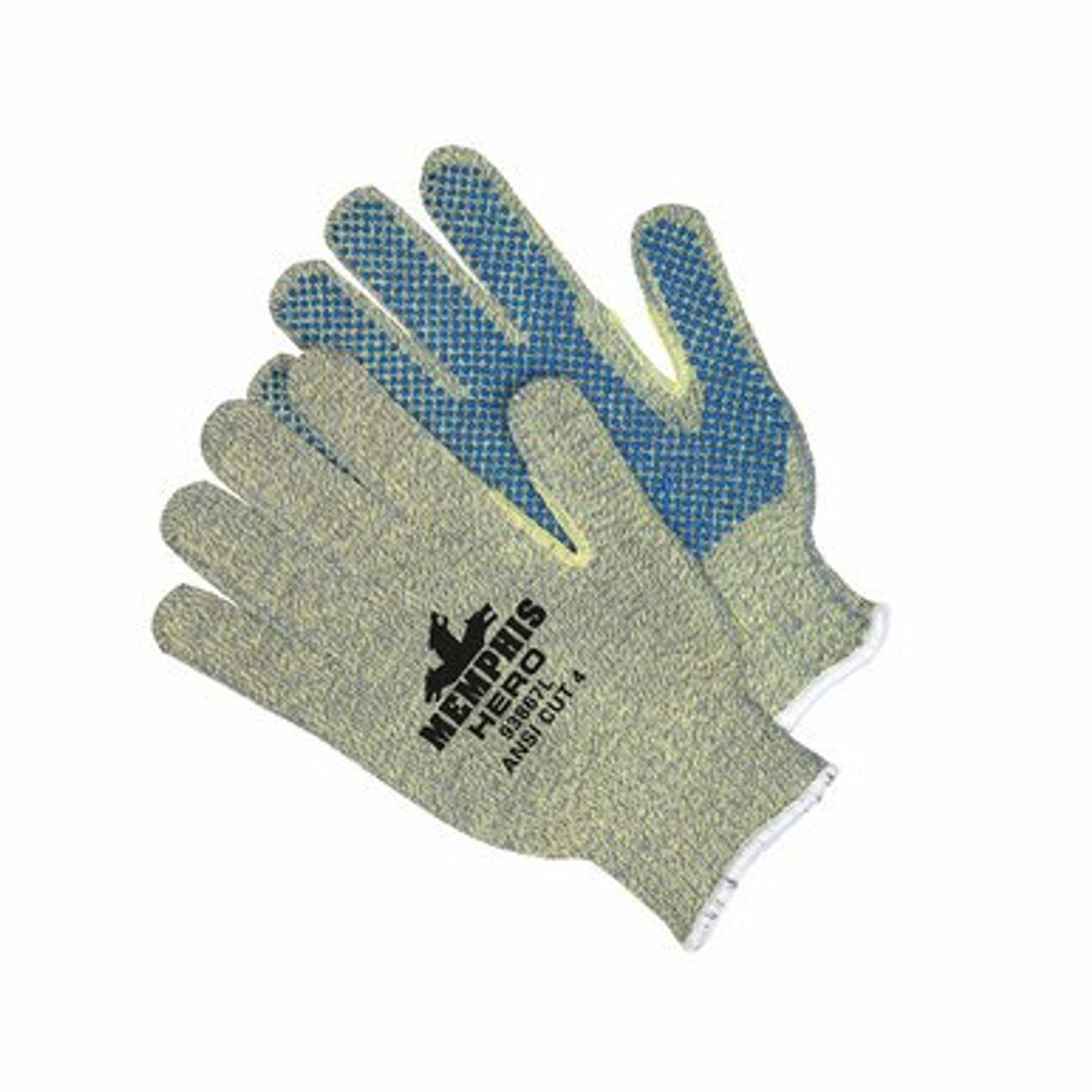 Kevlar/Cotton String Knit Gloves w/ Double-Sided Dots - Large 12/PK