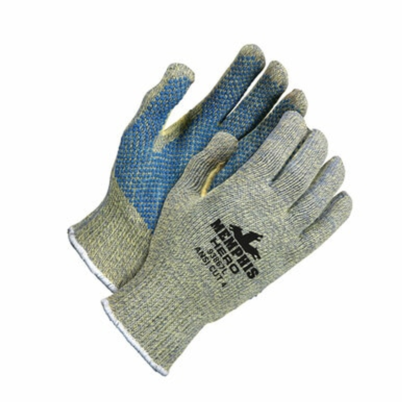 Kevlar/Cotton String Knit Gloves w/ Double-Sided Dots - Large 12/PK