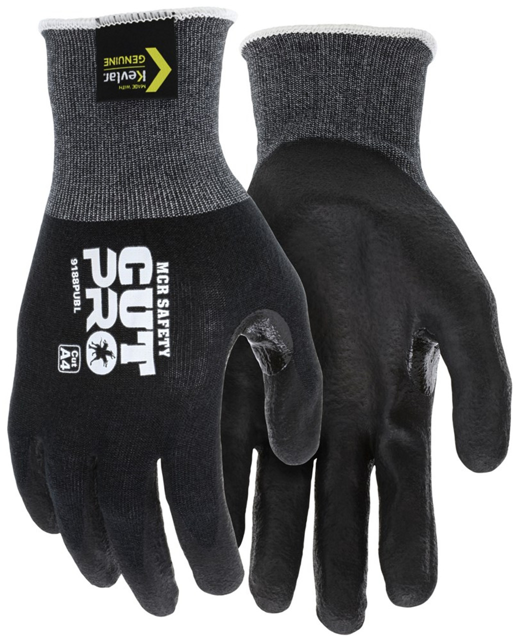 MCR Safety Cut Pro 18 Gauge Kevlar PU Work Gloves 9188PUB 12 pairs