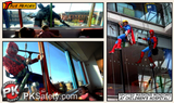 Window Washers Don Superhero Costumes for Kids