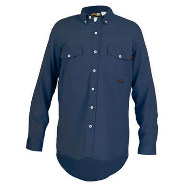 Flame Resistant Reflective Button Shirt Navy – Oil and Gas Safety Supply