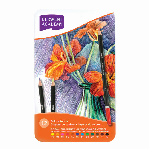 DERWENT PENCILS ACADEMY Colour Set Tin 12