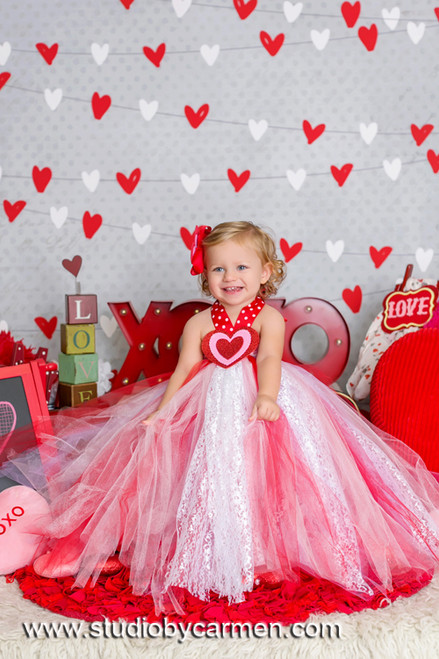 Sparkle Heart Lace Tutu Dress - front