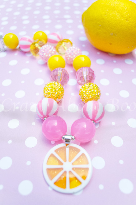 Pink Lemonade Bubblegum Chunky Necklace - full