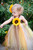 Lil' Pumpkin in our Thanksgiving Fall Sunflower Tutu Dress for a Newborn, Baby, Infant, or Toddler - Front view.