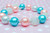 Peach, Aqua, & White Chunky Bubblegum Necklace - close-up