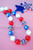 Patriotic 4th of July Independence Day Bubblegum Chunky Sparkle Necklace - side view