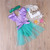 Baby Girl's Little Mermaid Purple & Green Ruffled Sleeve Tutu Romper - back