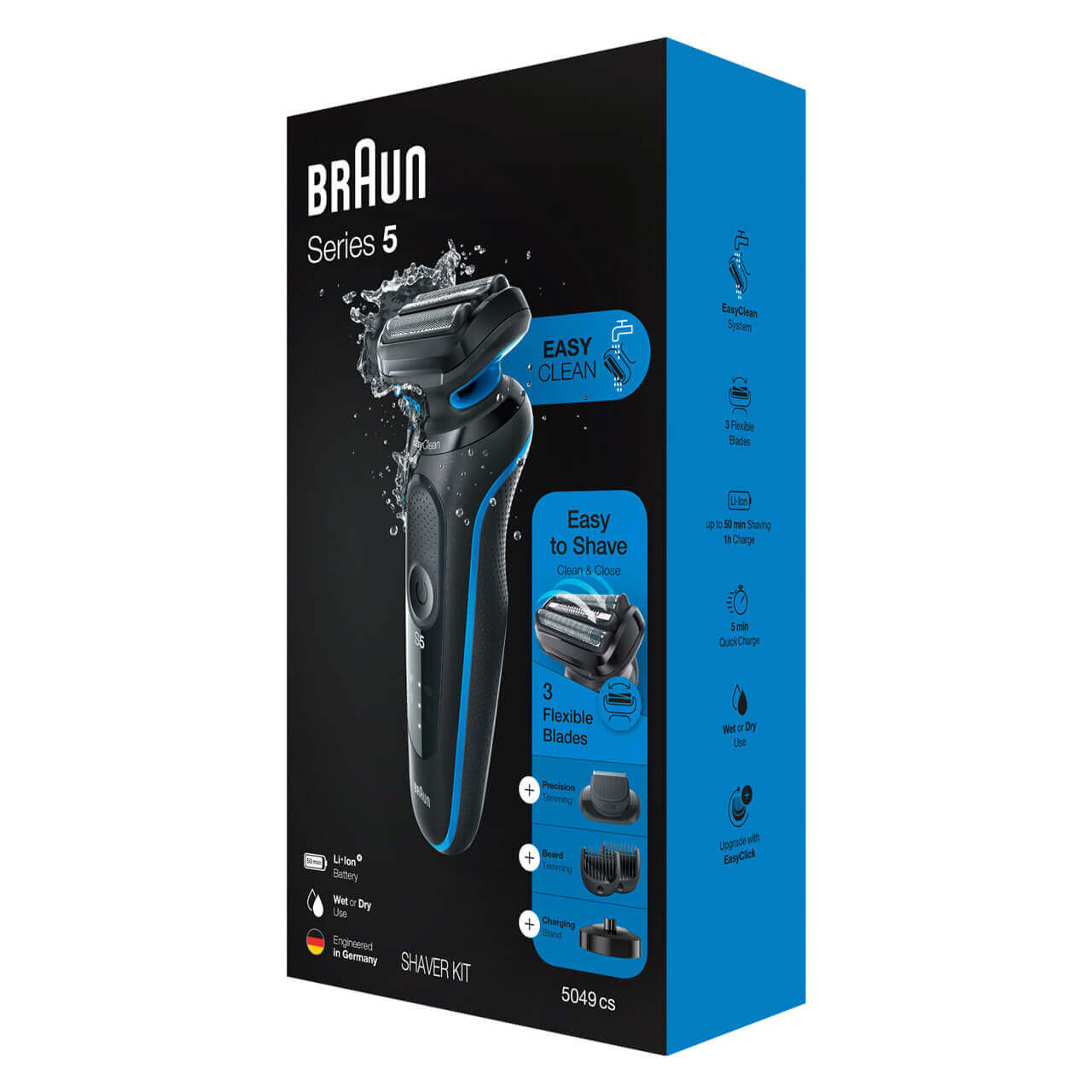 Braun S5 Wet Dry Shaver Blue 5762 Electric Rechargeable Cap Manual Germany  Made