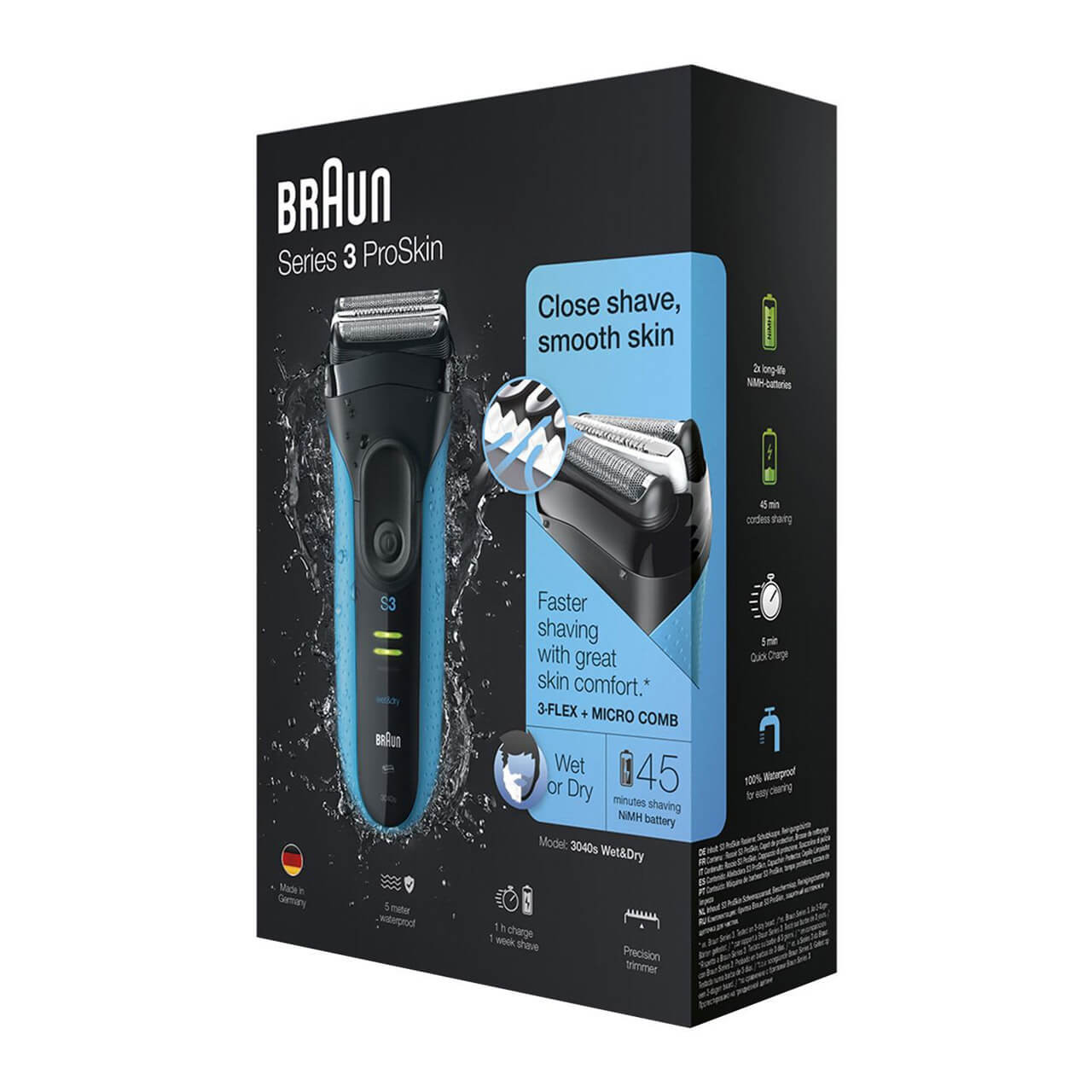 Braun Series 3 ProSkin Shaver with Protection Cap, Blue