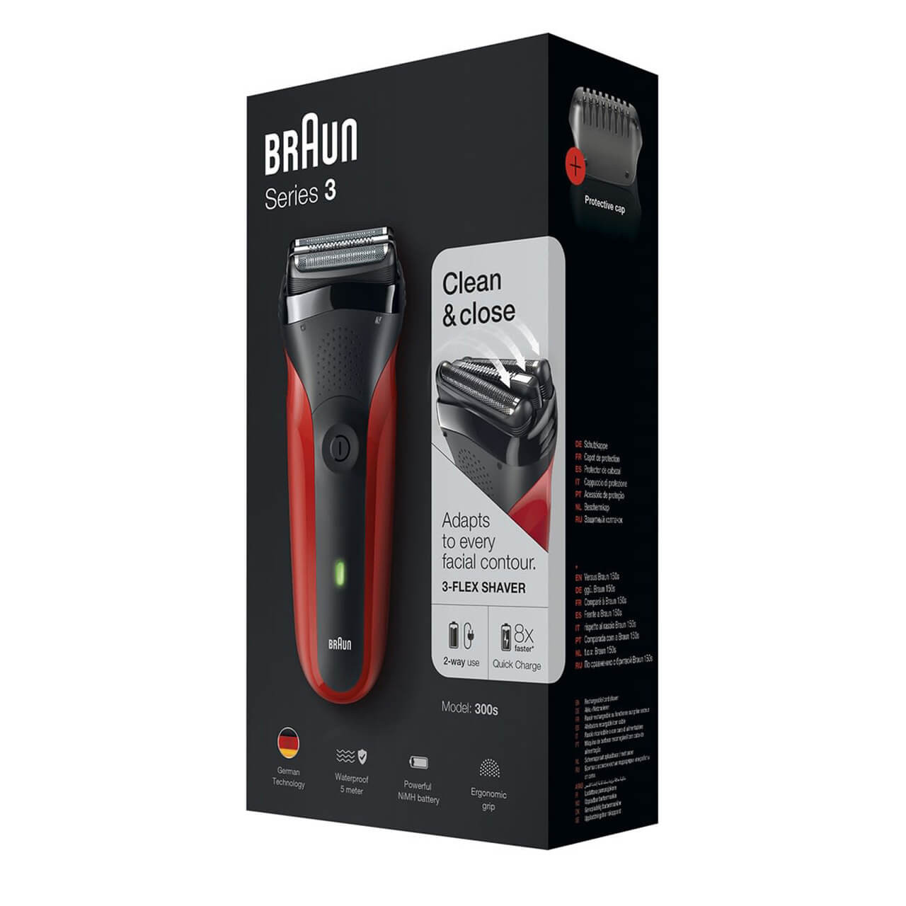 Braun Series 3 Shaver with Protection Cap, Red