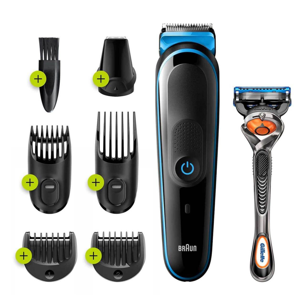 All-in-One trimmer 5 for Face, Hair, and Body, Black/Blue 7-in-1 