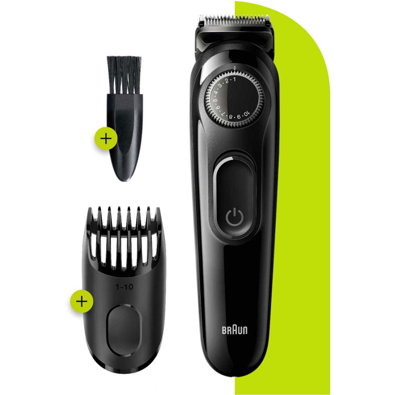 Beard Trimmer 3 for Face and Hair, Black/Grey with precision dial