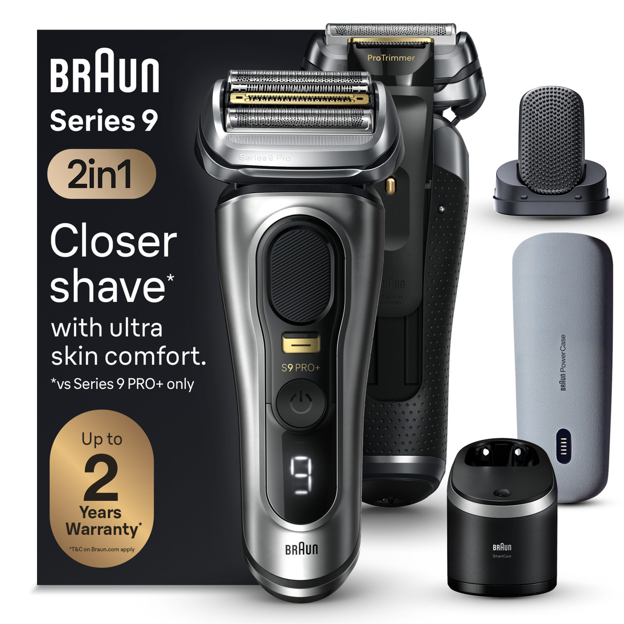 Series 9 PRO+ PowerCase, 9599cc Electric 6-in-1 Shaver Center, Head, SmartCare with ProComfort