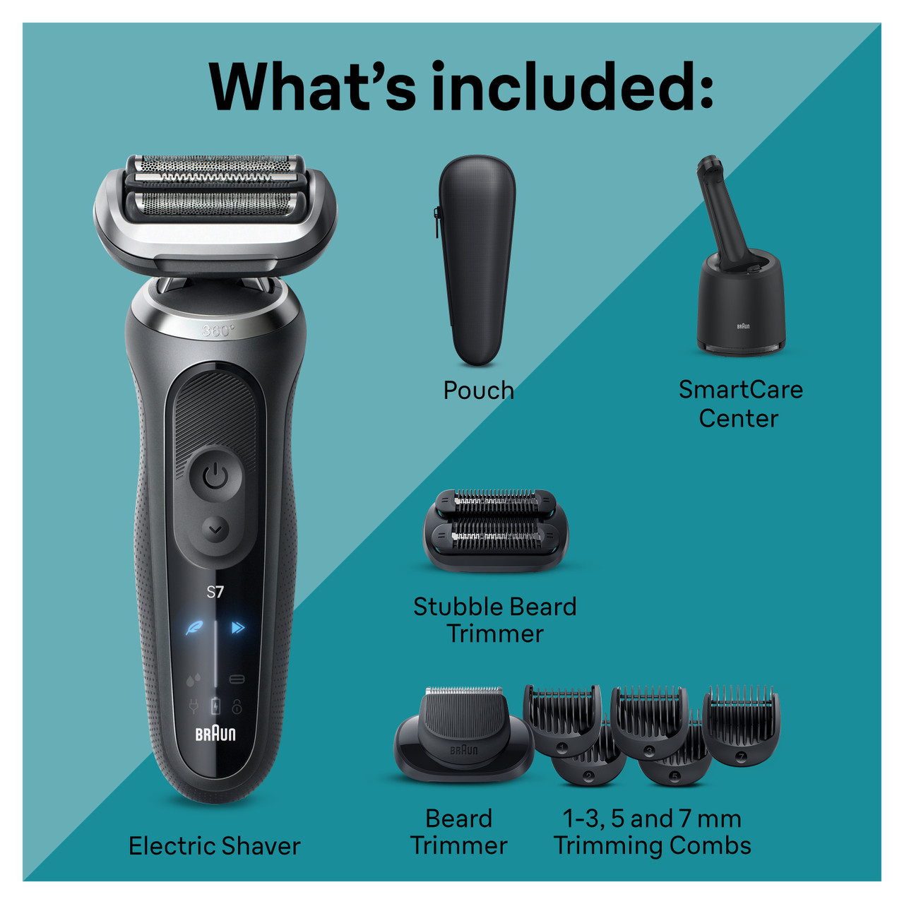 Series 7 Electric Shaver with SmartCare Center, Stubbler, Trimmer 