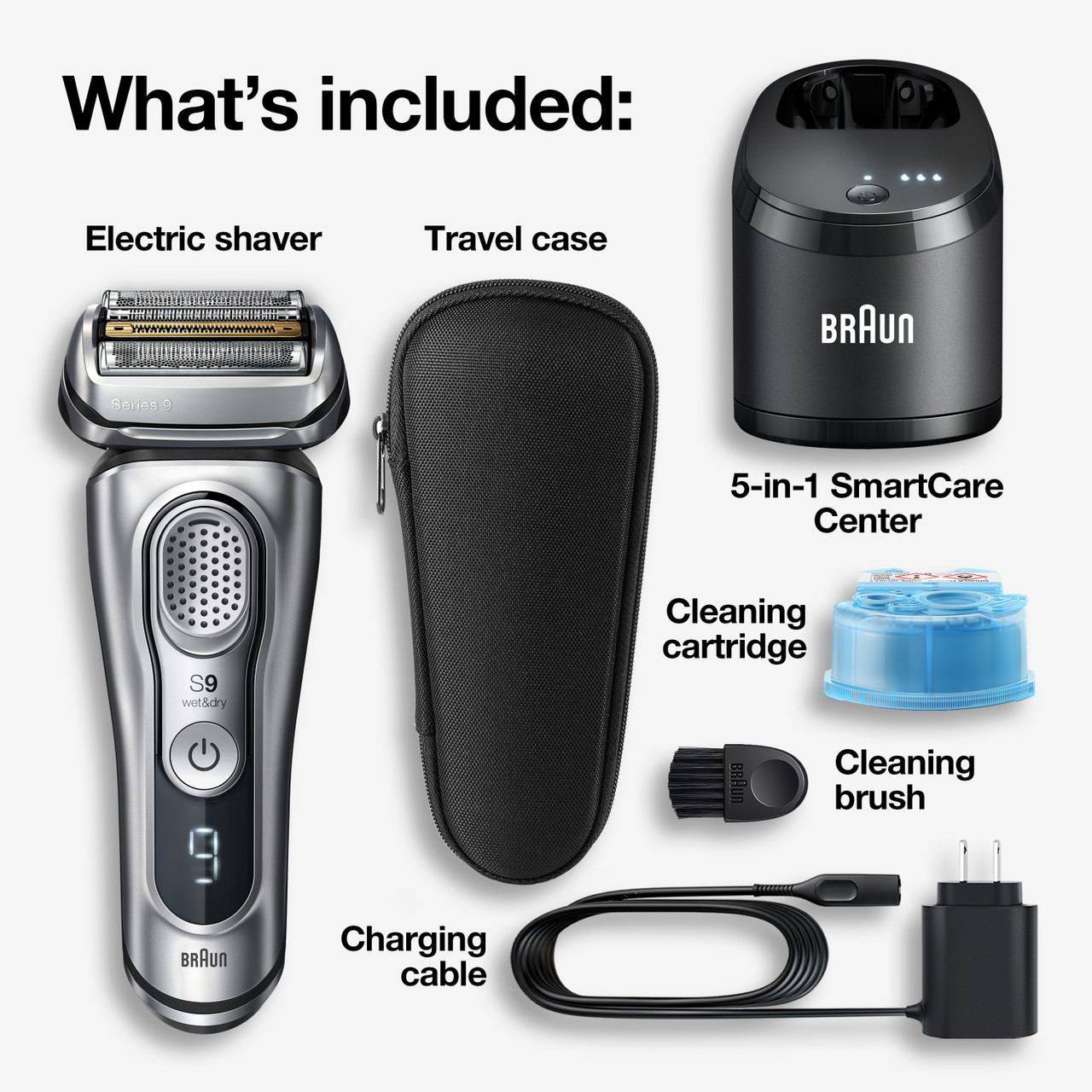 Braun Series 9 Electric Razor & Trimmer: 5 Action Clean