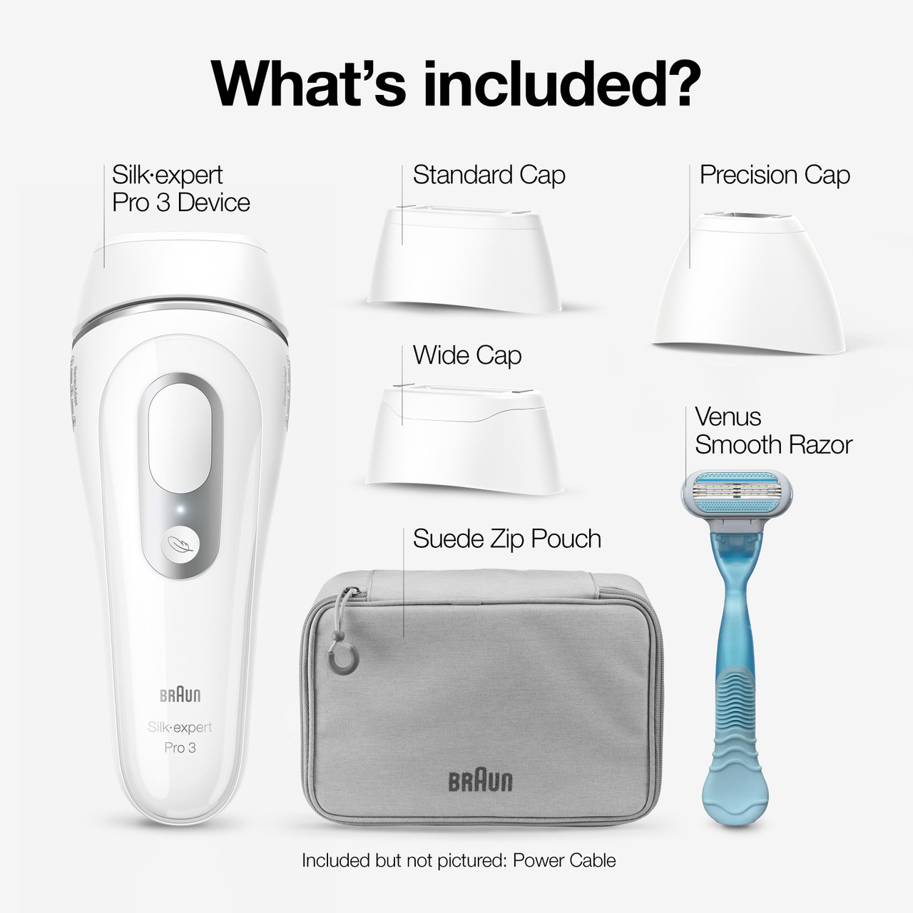Braun Silk·expert Pro 3 IPL: Alternative to Laser Hair Removal with 3 Caps  and Suede Pouch, PL3221