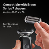 Braun Electric Shaver Head Replacement Part 74s Silver, Compatible with Series 7 Electric Razors for Men