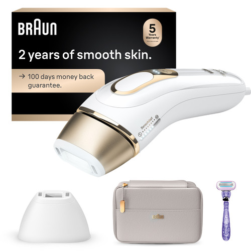 Braun Smart IPL, Silk·Expert Pro 5: At Home Alternative to Laser Hair Removal with 2 Caps and Leather Pouch, IPL5157