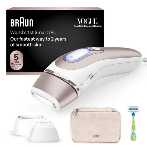 Braun Smart IPL, Skin i·Expert Pro 7: At Home Alternative to Laser Hair Removal with 3 Caps and Leather Pouch, IPL7243