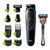 All-in-one trimmer 5 for Face, Hair, and Body, Black/Blue 9-in-1 styling kit with Gillette Fusion5 ProGlide razor, MGK5280
