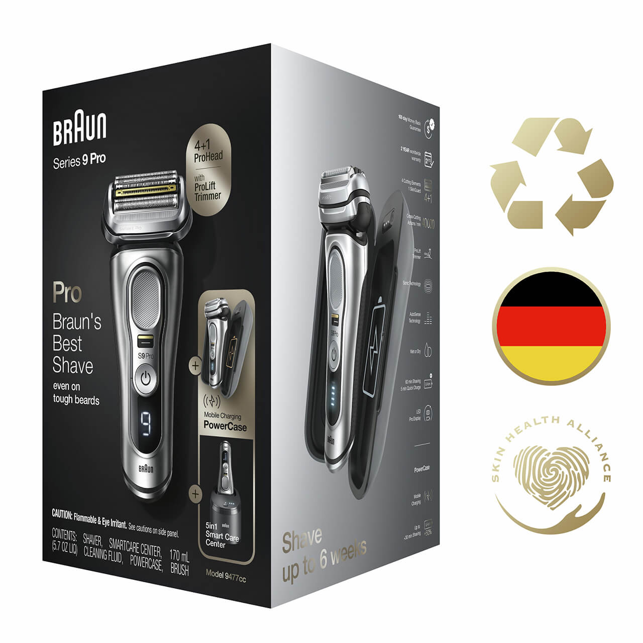 Braun Series 9 Pro 9467cc Rasoio Elettrico Barba, Testina Con